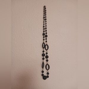 Vintage Retro Acrylic Black Beaded Necklace